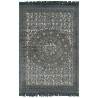 vidaXL Dywan typu kilim, bawełna, 120 x 180 cm, szary ze wzorem