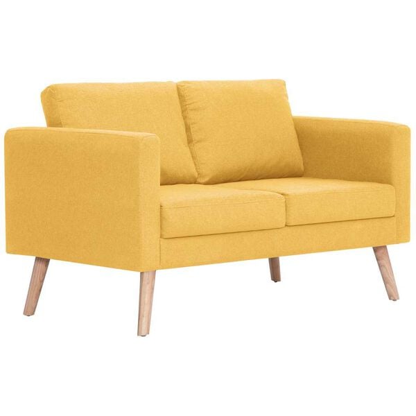 vidaXL Sofa 2-osobowa tapicerowana tkaniną, żółta