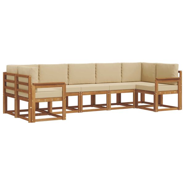 vidaXL Zestaw sof na zewnątrz z poduszką 7 pcs Naturalny i Beżowy