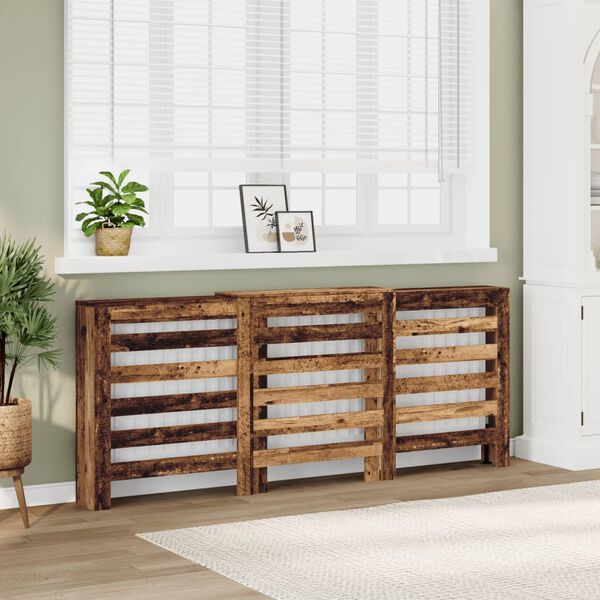 vidaXL Osłona na grzejnik, stare drewno, 205x21,5x83,5 cm