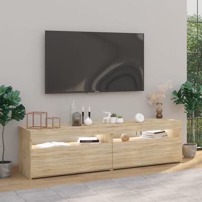 vidaXL Szafki pod TV z LED, 2 szt., dąb sonoma, 75x35x40 cm