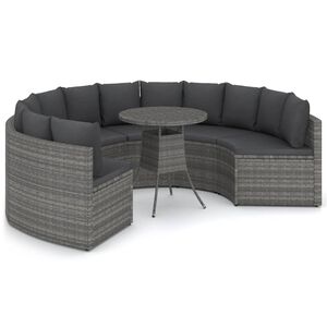 vidaXL 7-częściowa sofa do ogrodu, z poduszkami, polirattan, szara