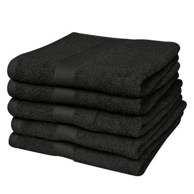 vidaXL Ręczniki, 5 szt., bawełna, 500 g/m², 70x140 cm, czarne
