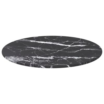 vidaXL Blat do stołu, czarny, Ø40x0,8 cm, szkło ze wzorem marmuru