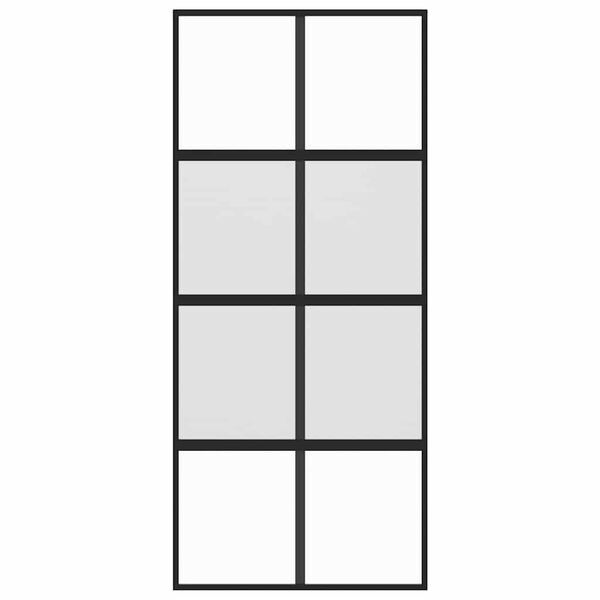 vidaXL Drzwi przesuwne, czarne, 90x205 cm, szkło hartowane, aluminium