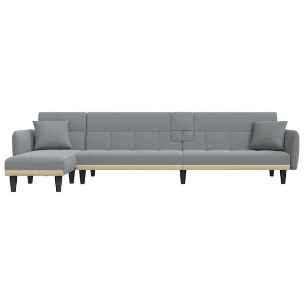 vidaXL Sofa rozkładana L, jasnoszara, 275x140x70 cm, tkanina