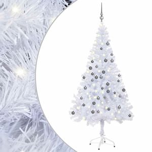 vidaXL Sztuczna choinka z lampkami i bombkami, 120 cm, 230 gałązek