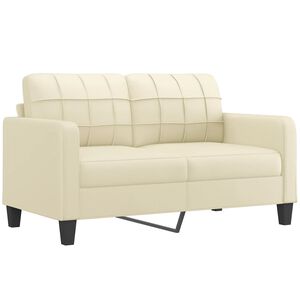 vidaXL 2-osobowa sofa, kremowy, 140 cm, sztuczna sk&oacute;ra