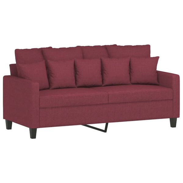 vidaXL Sofa 2-osobowa, winna czerwień, 140 cm, tapicerowana tkaniną