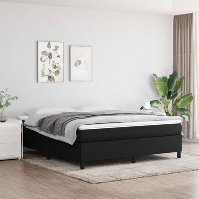 vidaXL Rama łóżka, czarna, 160 x 200 cm, obita tkaniną
