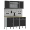 vidaXL Szafka robocza z p&oacute;łką 7 pcs Czarny Drewno inżynieryjne i stal