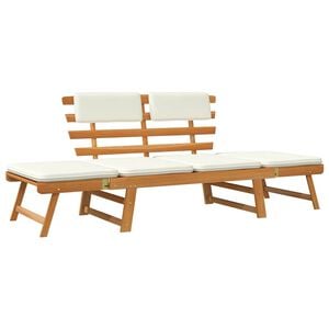 vidaXL Ławka ogrodowa z poduszkami, 2w1, 190 cm, lite drewno akacjowe