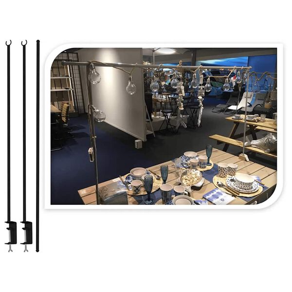 ProGarden Dekoracyjny drążek nad st&oacute;ł z zaciskami, metalowy, czarny