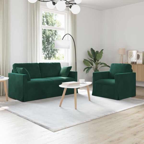 vidaXL Sofa 2 pcs Ciemna zieleń