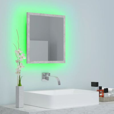 vidaXL Lustro łazienkowe LED, szarość betonu, 40x8,5x37 cm, płyta