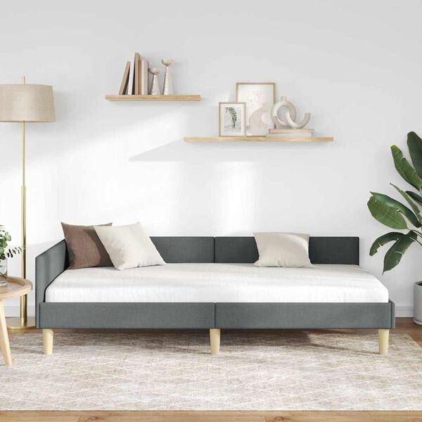 vidaXL Rama łóżka narożnego Ciemnoszary 80 x 200 cm tkanina