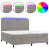 vidaXL Ł&oacute;żko kontynentalne z materacem i LED, szare 180x200cm, aksamit