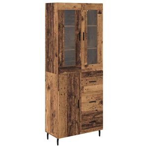 vidaXL Highboard z szufladą 2 pcs Stare drewno Materiał drewnopochodny