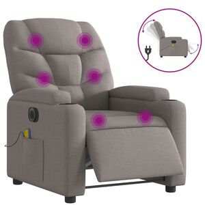 vidaXL Rozkładany fotel masujący, elektryczny, kolor taupe, tkanina