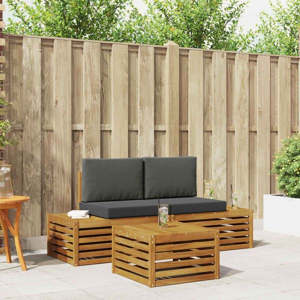 vidaXL Zestaw sof na zewnątrz 3 Sztuka Naturalny i Antracytowy