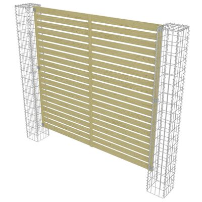 vidaXL Panel ogrodzeniowy ze słupkami z gabionu, sosna, 180x180 cm