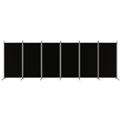 vidaXL Parawan 6-panelowy, czarny, 520x180 cm, tkanina