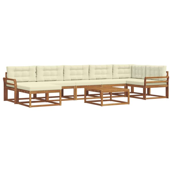 vidaXL Zestaw sof na zewnątrz z poduszką 8 pcs Naturalny i Kremowy