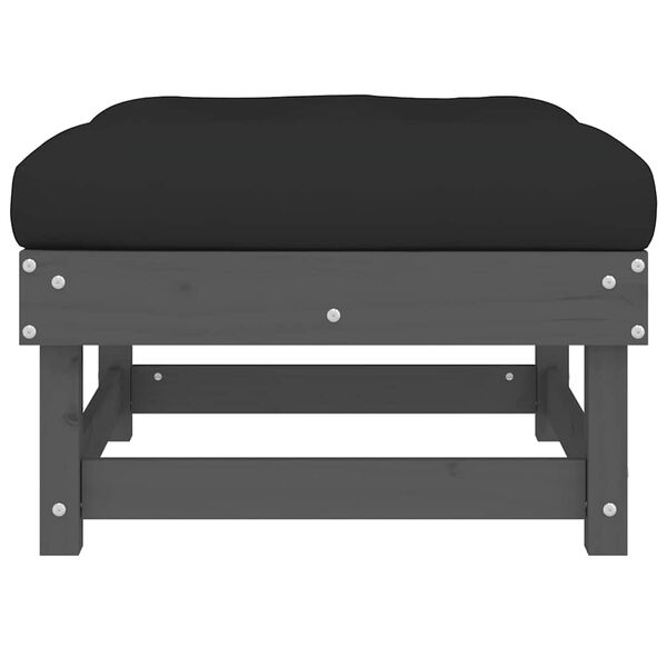 vidaXL Podn&oacute;żek ogrodowy z poduszką, szary, lite drewno sosnowe