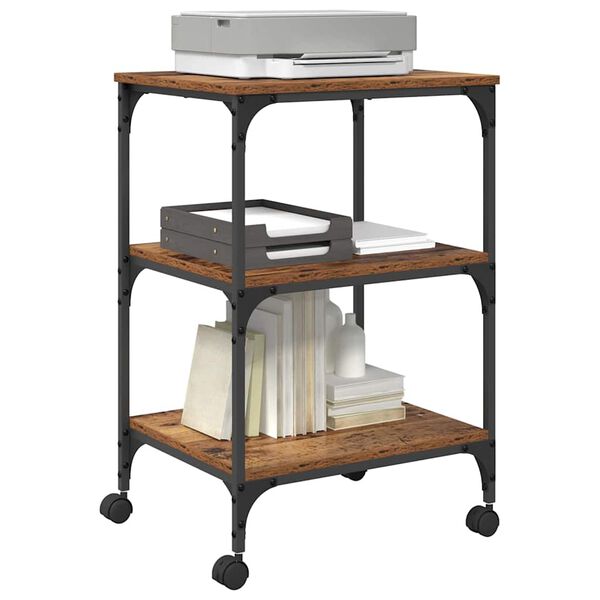 vidaXL Stojak na drukarkę Stare drewno 50 x 41 x 75 cm