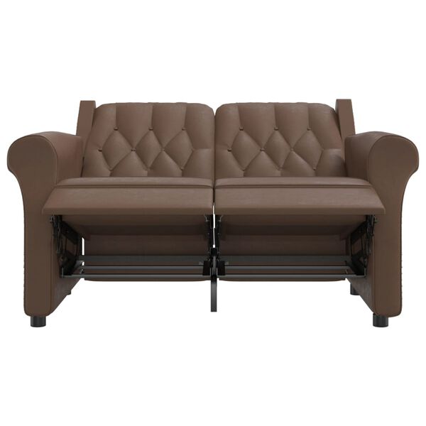 vidaXL Rozkładany fotel masujący 2-os., brązowy, ekoskóra z połyskiem