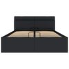 vidaXL Rama ł&oacute;żka z podnośnikiem i LED, czarna, ekosk&oacute;ra, 140 x 200 cm