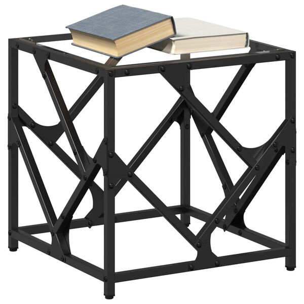 vidaXL Stolik kawowy ze szklanym blatem, 40x40x41 cm, stal