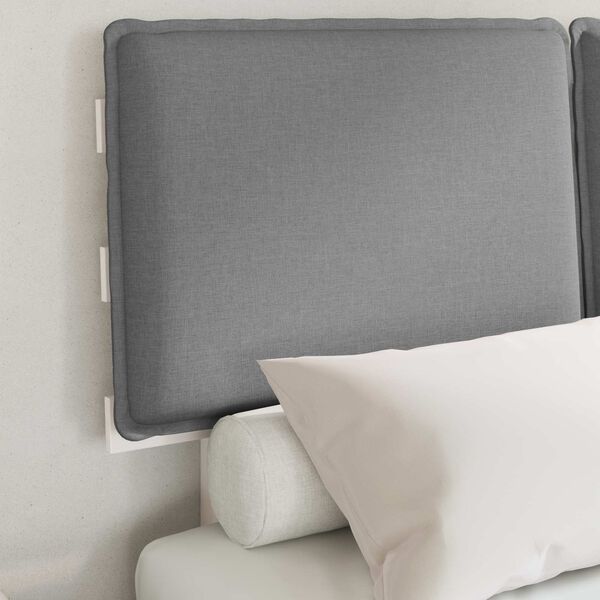 vidaXL Ramka ł&oacute;żka z tapicerowanym wezgłowiem Jasnoszary 120 x 200 cm
