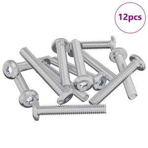 vidaXL Śruba Zablokowująca Gładki 12 pcs Srebrny M6 x 35 mm Stal