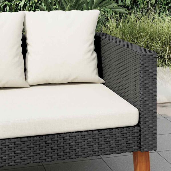 vidaXL 3-osobowa sofa ogrodowa z poduszkami, rattan PE, czarny