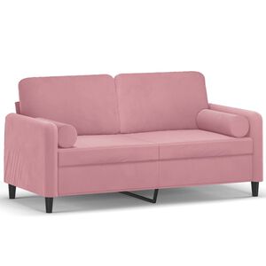vidaXL 2-osobowa sofa z poduszkami, r&oacute;żowa, 140 cm, aksamit