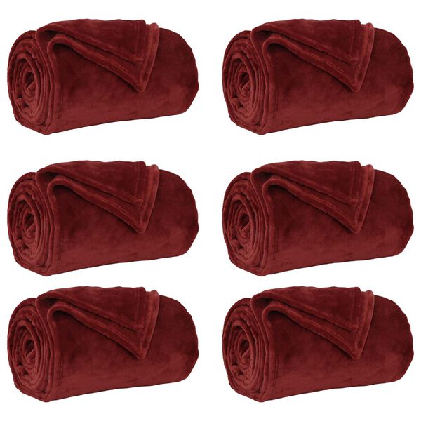 vidaXL Koce narzutowe 6 pcs Bordeaux Czerwony 150 x 200 cm Polar