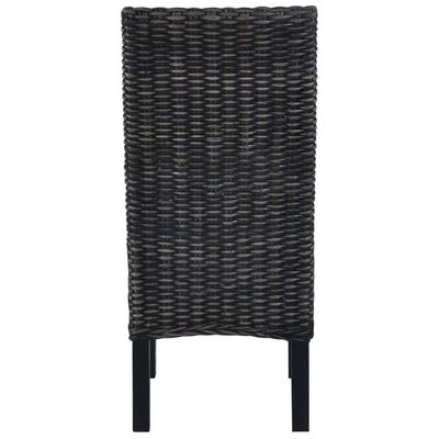 vidaXL Krzesła stołowe, 4 szt., czarne, rattan Kubu i drewno mango