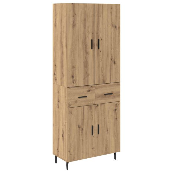 vidaXL Highboard 2 pcs Dąb rzemieślniczy Drewno inżynieryjne i szkło