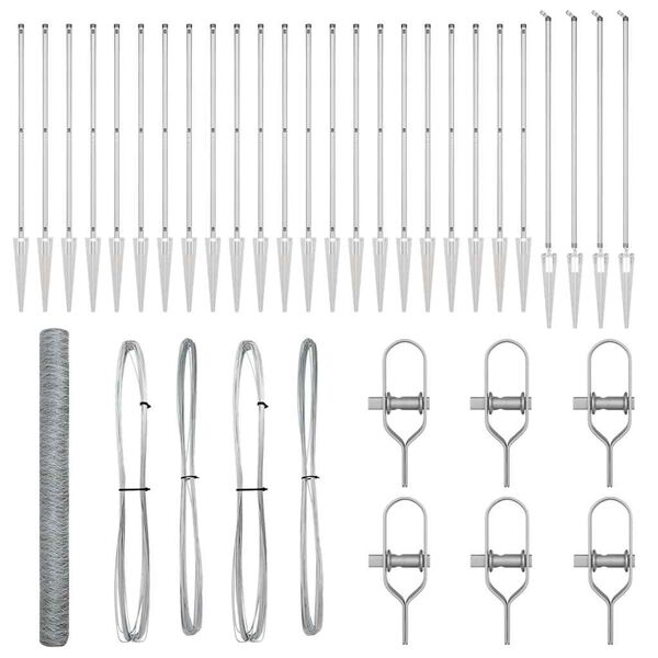 vidaXL Słupek ogrodzeniowy. Srebrny 50 x 1,6 m (siatka 50 mm) Stal