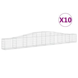 vidaXL Kosze gabionowe, 10 szt, 400x30x40/60 cm, galwanizowane żelazo