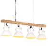 vidaXL Industrialna lampa sufitowa, biała, E27, drewno mango