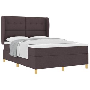vidaXL Ł&oacute;żko sprężynowe Z zagł&oacute;wkiem Ciemny brąz 200 x 160 cm tkanina