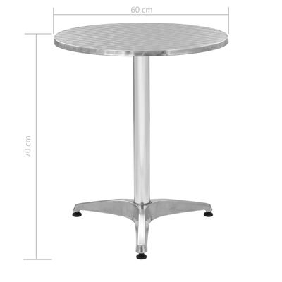 vidaXL Stół ogrodowy, srebrny, 60x70 cm, aluminiowy