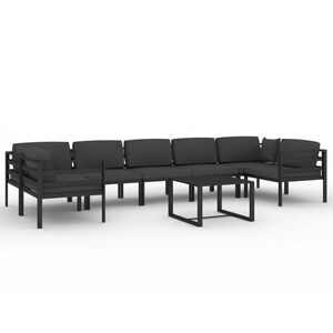 vidaXL 8-cz. zestaw mebli ogrodowych, poduszki, aluminium, antracyt