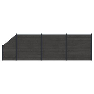 vidaXL Zestaw ogrodzeniowy 4 pcs 619 x 186 cm WPC i aluminium Czarny
