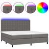 vidaXL Ł&oacute;żko kontynentalne z materacem i LED, szara ekosk&oacute;ra 200x200cm