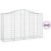 vidaXL Kosze gabionowe, 40 szt, 200x50x120/140cm, galwanizowane żelazo
