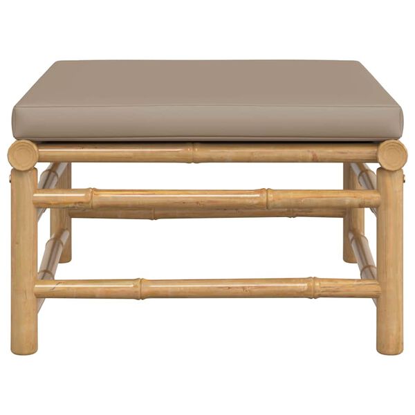 vidaXL Podnóżek ogrodowy z poduszkami w kolorze taupe, bambusowy