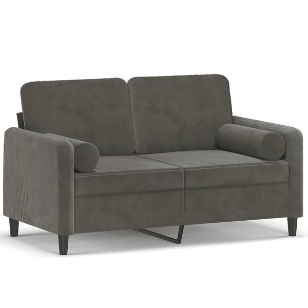 vidaXL 2-osobowa sofa z poduszkami, ciemnoszara, 120 cm, aksamit